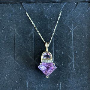 14K Amethyst and Diamond Pendant